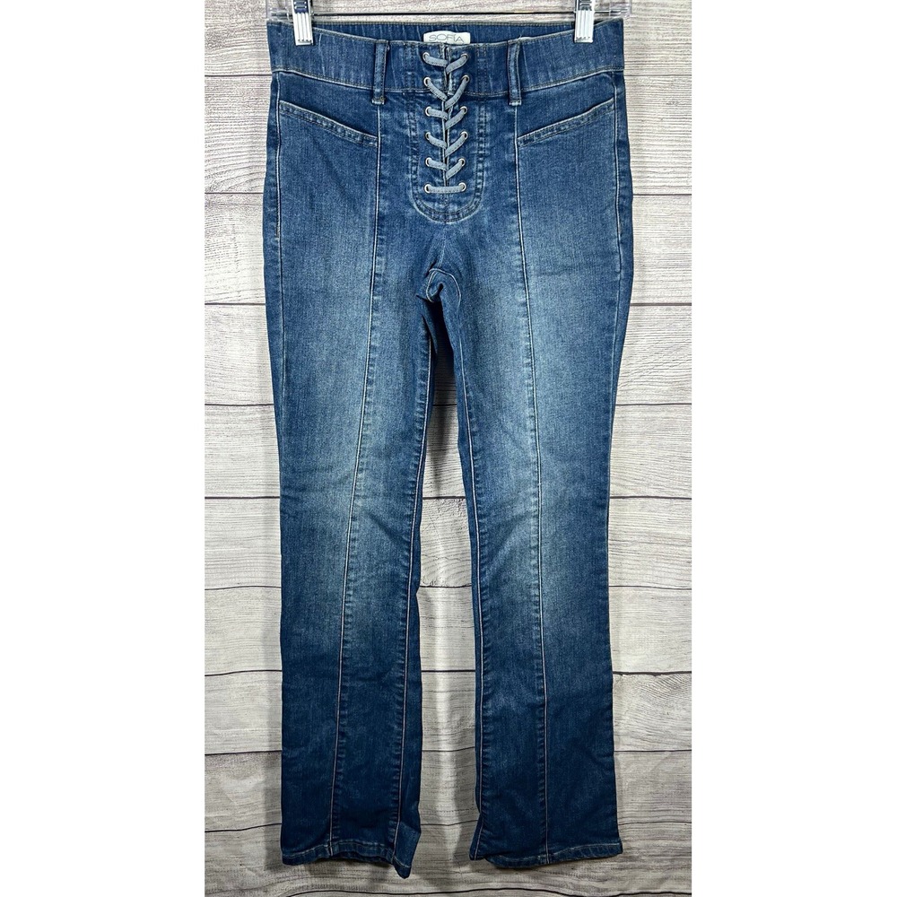 Sofia Jeans by Sofia Vergara Marisol Bootcut Mid-Rise Lace-Up Bootcut Jeans Sz 2